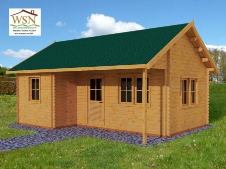 Bungalow en bois  NORMANDIE 35m² Dim. (7000X5000-44mm)