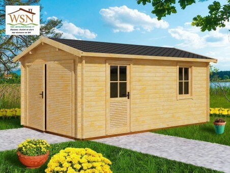 Garage en bois 19,72m² Dim. (3400X5800-44mm)