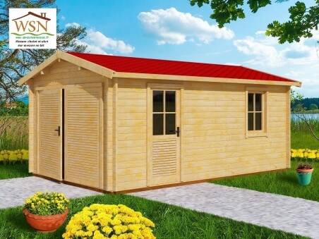 Garage en bois 19,72m² Dim. (3400X5800-44mm)