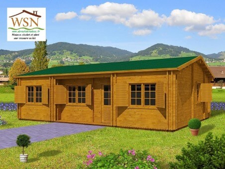 Chalet en bois  HERAULT 72m² Dim. (10000X7200-44/150/44)