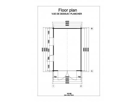 Garage en bois 24m² (4000-6000-70mm) WS689