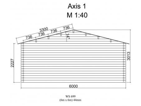 Garage en Bois 36m² (6000X6000-44mm) WS699