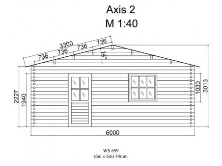 Garage en Bois 36m² (6000X6000-44mm) WS699