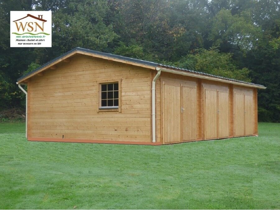 Garage en bois en kit de 50 m²: double ou triple