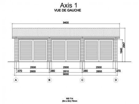 Garage en bois 54m² 3 places WS 714 | WSN