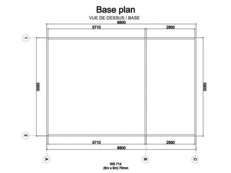 Garage en bois Kit, 54m², 70mm, WS 714