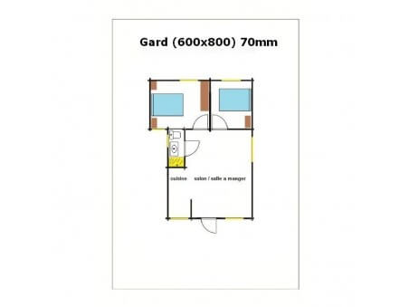 Chalet en bois  GARD 48m² Dim. (6000x8000-70mm)