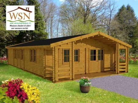 Chalet en bois  GIRONDE 94m² Dim. (7000x12000-70mm)