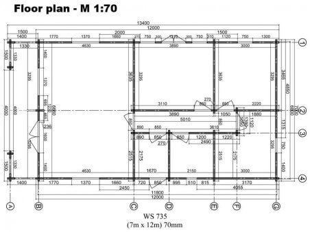 Chalet en bois  GIRONDE 94m² Dim. (7000x12000-70mm)