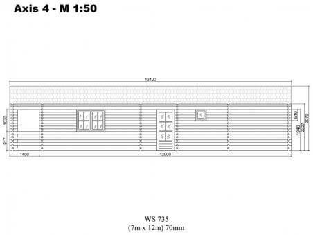 Chalet en bois  GIRONDE 94m² Dim. (7000x12000-70mm)