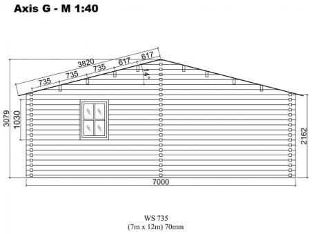 Chalet en bois  GIRONDE 94m² Dim. (7000x12000-70mm)