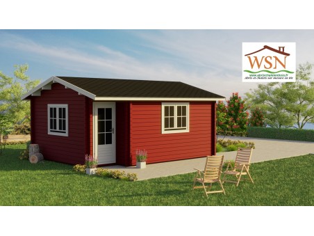 Bungalow en bois  CALVADOS 25m² Dim.  (5600x4600-44mm)