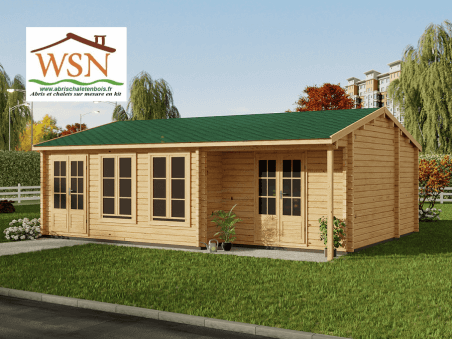 Chalet en bois  DORDOGNE 45m²  Dim. (8000x6000-44mm )