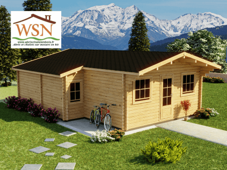 Chalet en bois GARD 48m² Dim. (6000x8000-44mm)