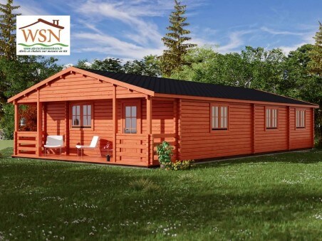 Chalet en bois  GIRONDE 94m² Dim. (7000x12000+1400-44mm)