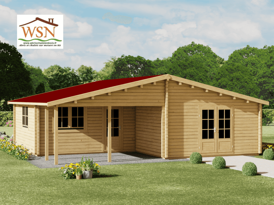 Chalet en bois Kit, 40m², 44mm, WS 11864