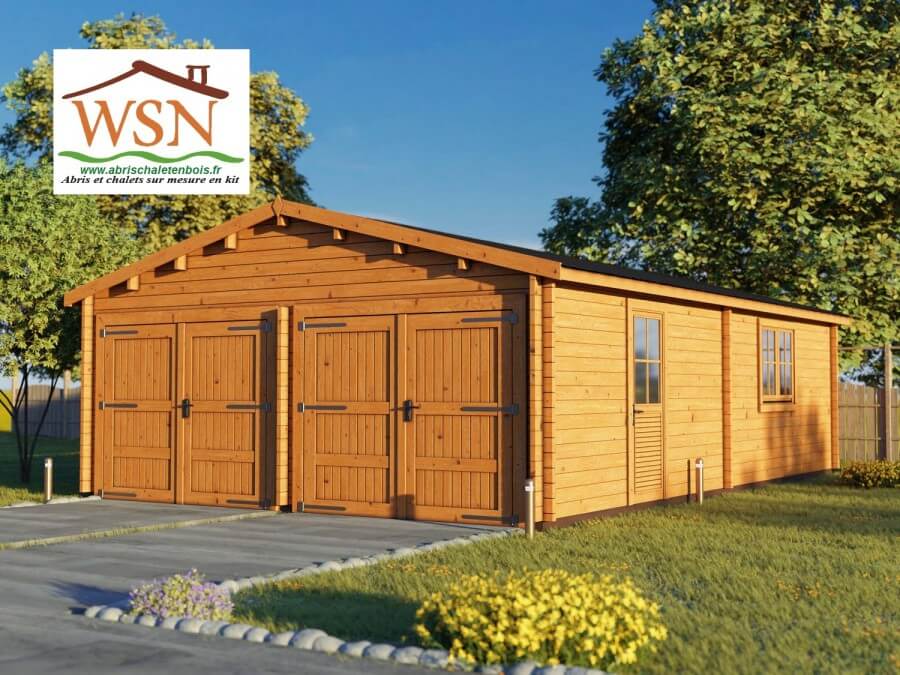 Garage en bois 54m² 2 portes WS 708 | WSN