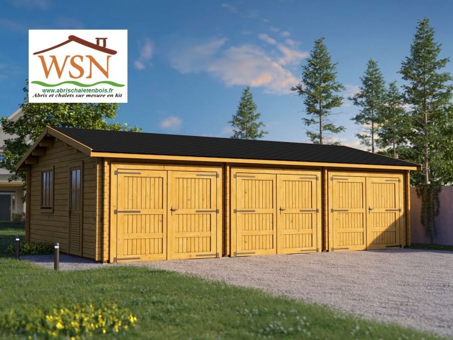 Garage en bois 54m² 3 portes WS 712 | WSN