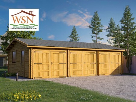 Garage en bois 54m² 3 portes WS 712 | WSN