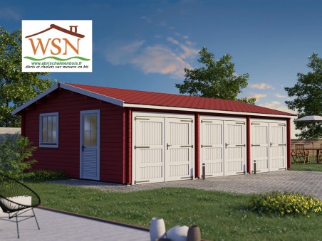 Garage en bois 54m² 3 portes WS 712 | WSN